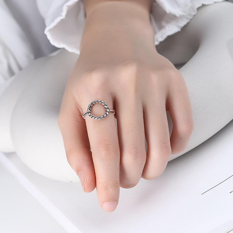 S925 Sterling Silver Round Twist Open for Women Ring-530(45%)