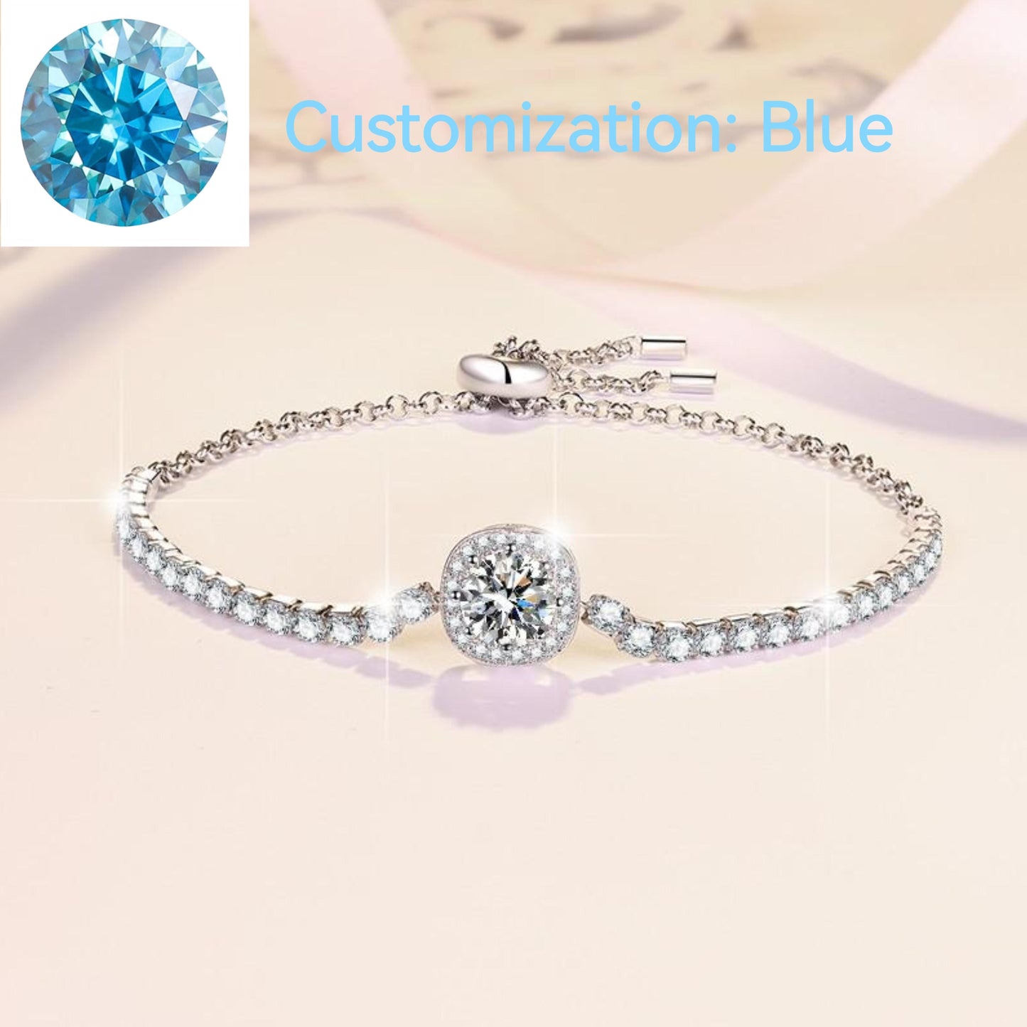 S925 Sterling Silver Starry Sky Bracelet Colored Synthetic Moissanite Bracelet fashion jewelry accessory woman girl promise ring-316(35%)