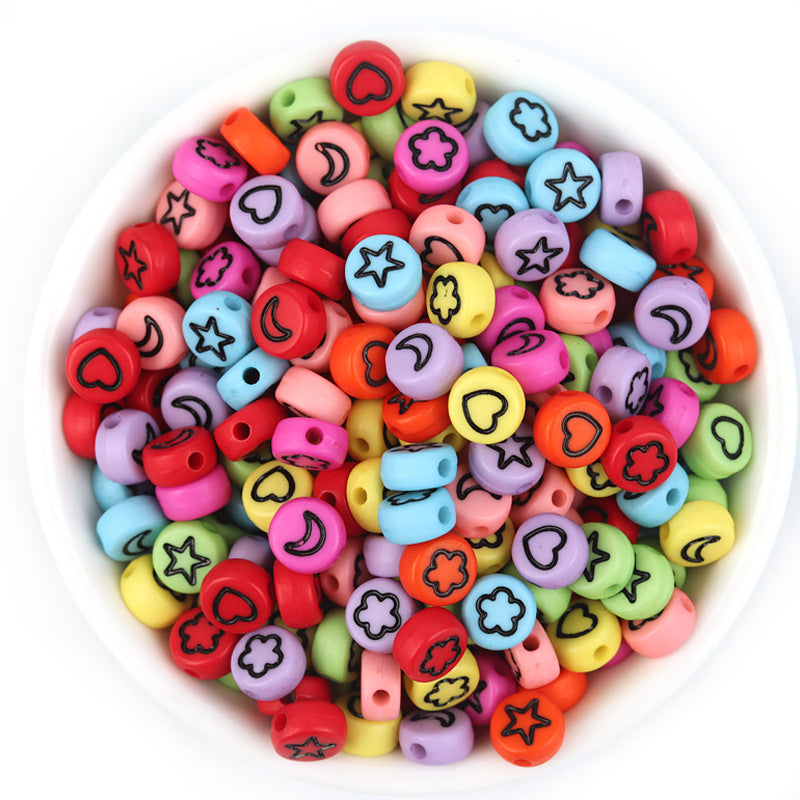 Acrylic Multi-Style Colorful Flat round Pattern Beads/Diy Beads/ Bracelet Beads Wholesale