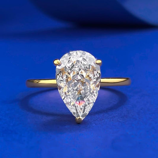 S925 Sterling Silver Pear Ice Flower Cut Water Drop Ring 7*11 8A Cubic Zirconia Ring fashion jewelry accessory woman girl promise ring-217(35%)