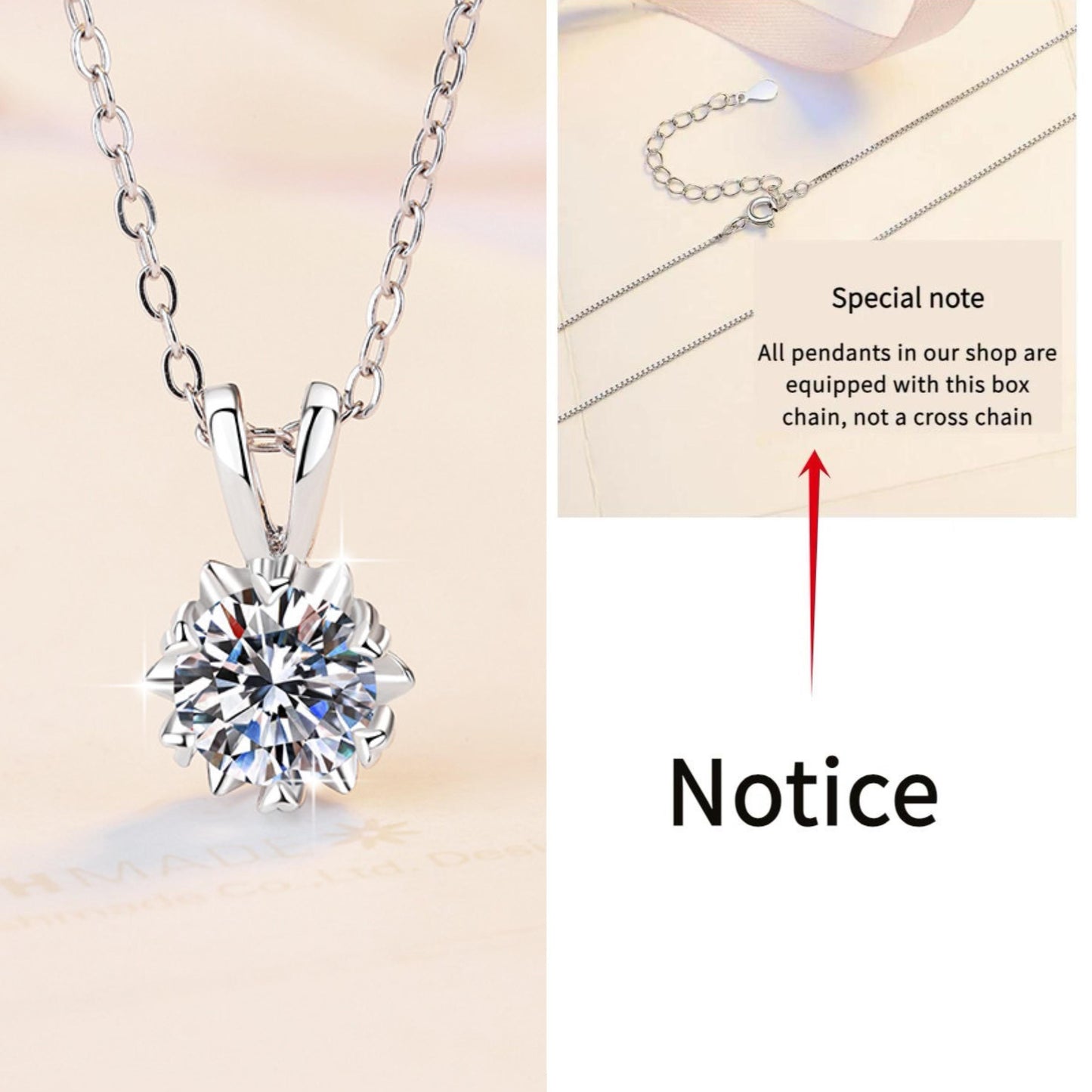 7. S925 Sterling Silver Snowflake Necklace Synthetic Moissanite Necklace