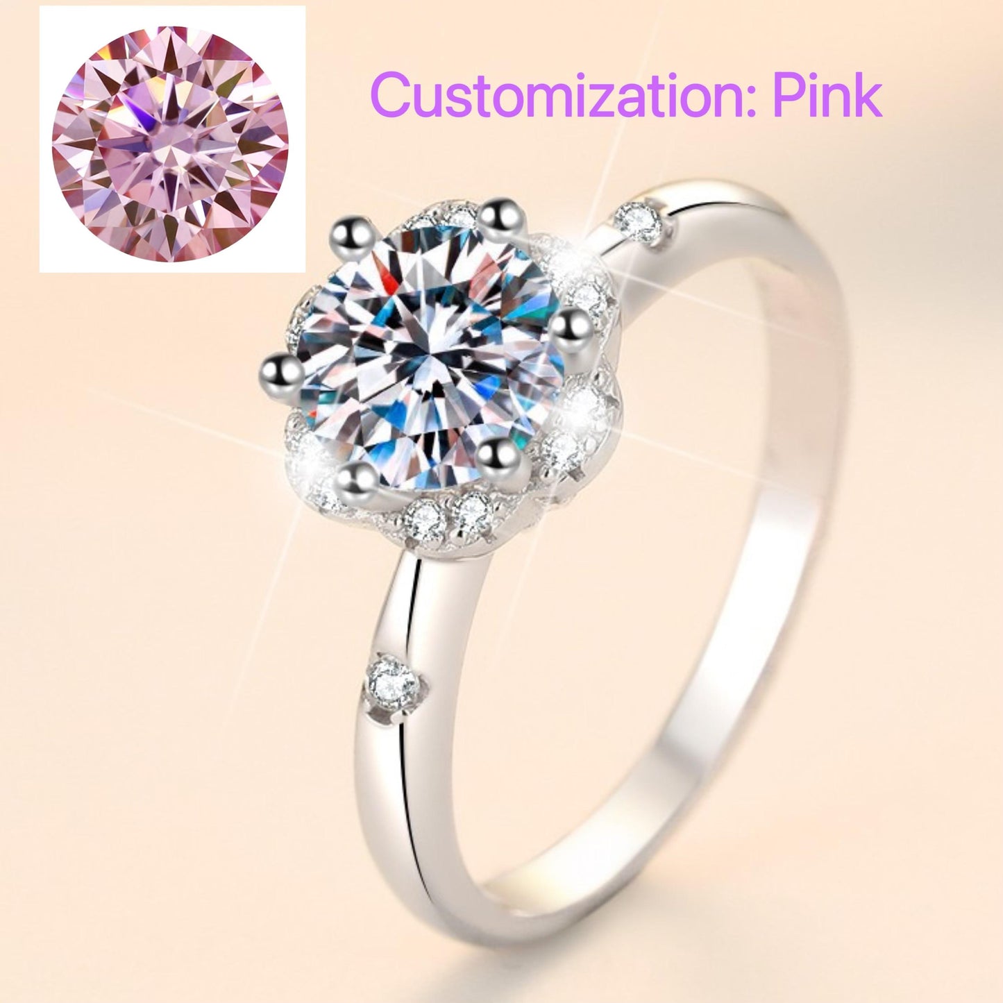 NO.110 S925 Sterling Silver Six-Claw Ring Synthetic Moissanite Ring fashion jewelry accessory woman girl promise ring Springtok