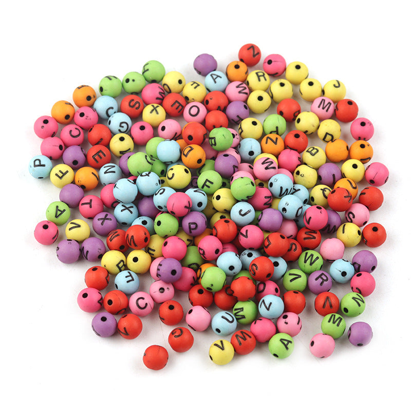 100 Pcs/Pack Acrylic round Beads Colorful Spherical English Letters round Beads Loose Beads Diy Jewelry Accessories