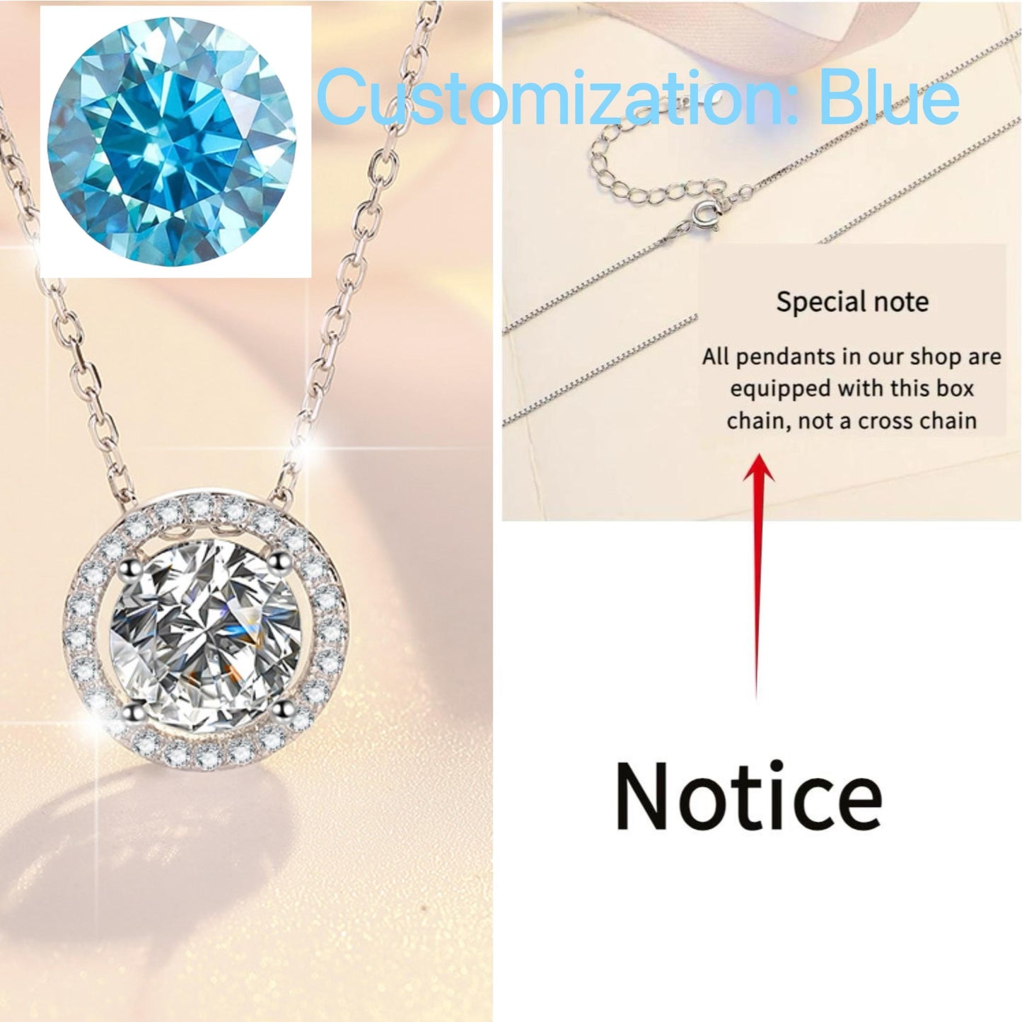 S925 Sterling Silver Simple Round Necklace Synthetic Moissanite Necklace