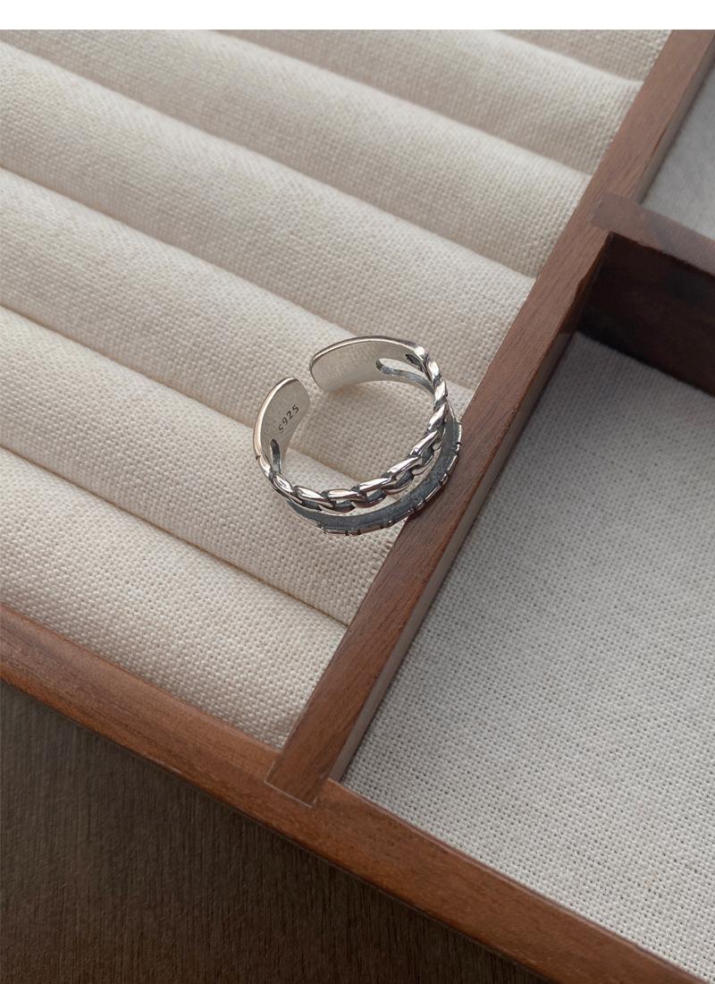 S925 Sterling Silver Vintage Double Layer Chain Ring for Women - 501(45%)