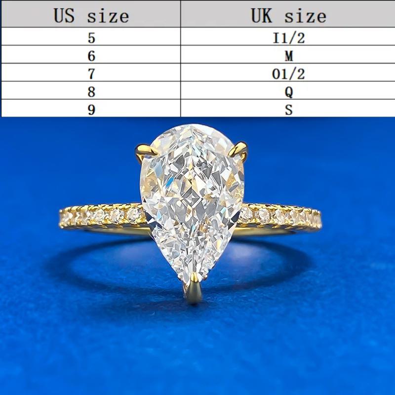 S925 Sterling Silver Pear Shaped Ice Flower Cut Ring 7*11mm 8A Cubic Zirconia Ring fashion jewelry accessory woman girl promise ring Springtok-216(35%)