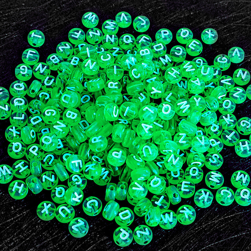 100 Pcs/Pack Acrylic Colorful English Beads Transparent Candy Color Flat round Loose Beads Diy Hand Beaded Material