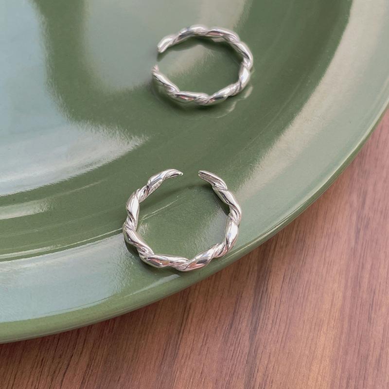 S925 Sterling Silver Simple Braided Twist Ring for Women Open Rings-545(45%)