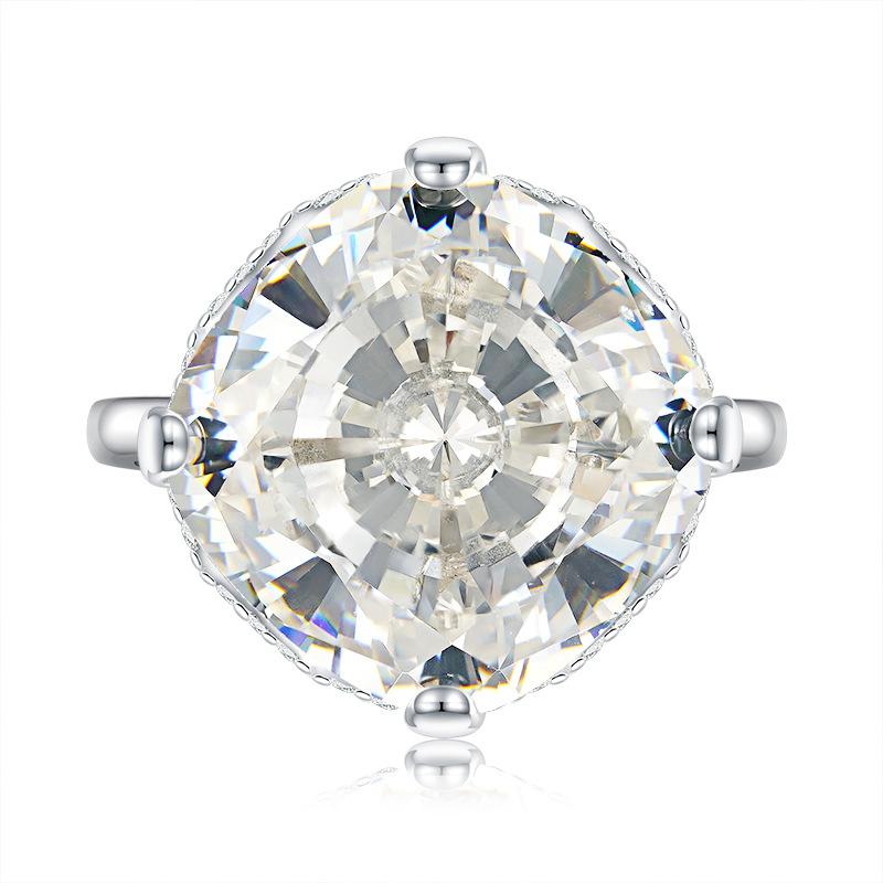 S925 Sterling Silver Radian Cut High Carbon Ring 15*15 8A Cubic Zirconia Ring fashion jewelry accessory woman girl promise ring-396(35%)