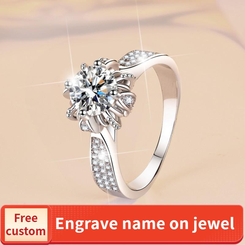 NO.111 925 Sterling Silver Rose Bud Ring Synthetic Moissanite Ring fashion jewelry accessory woman girl promise ring Springtok