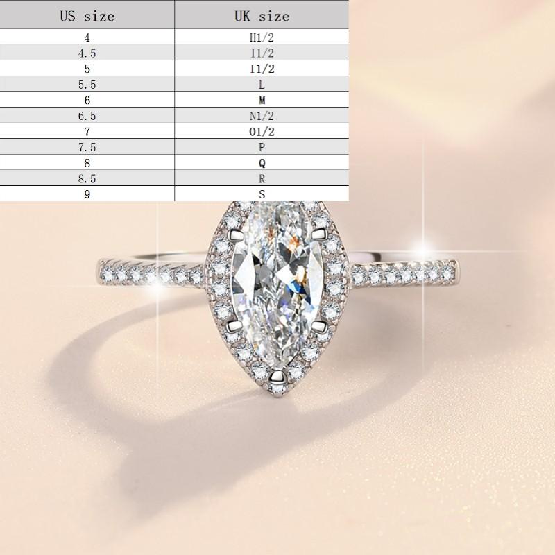 S925 Sterling Silver Horse Eye Ring Synthetic Moissanite Ring fashion jewelry accessory woman girl promise ring-172(1%)