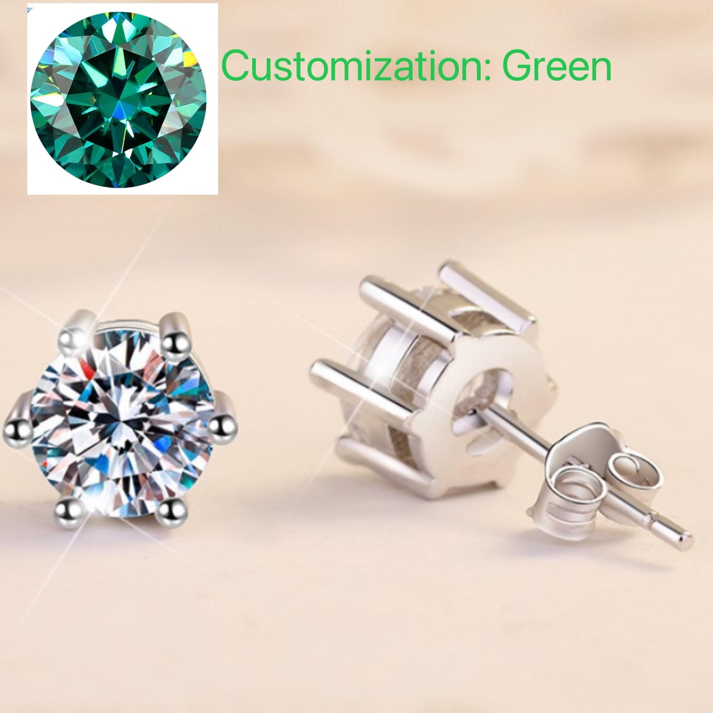 NO.163 S925 Sterling Silver Six-Claw Crown Stud Earring  Synthetic Moissanite Earrings Glittering daily life Earrings Springtok