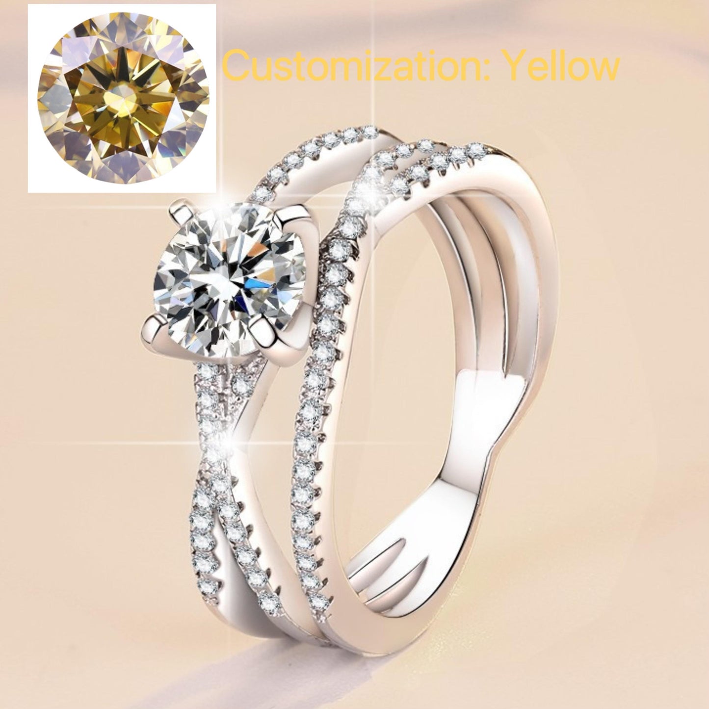 76. S925 Sterling Silver Eternal Love Ring Synthetic Moissanite Ring