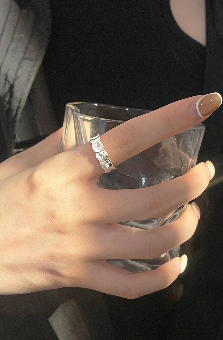 S925 Sterling Silver Fish Scale Round Disc Ring for Women - 549(45%)