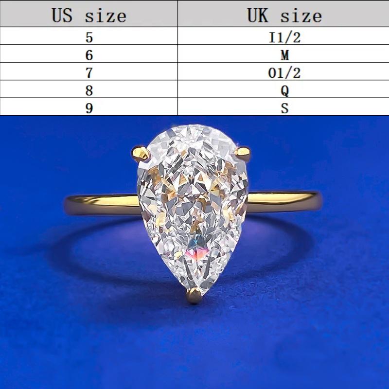 S925 Sterling Silver Pear Ice Flower Cut Water Drop Ring 7*11 8A Cubic Zirconia Ring fashion jewelry accessory woman girl promise ring-217(35%)