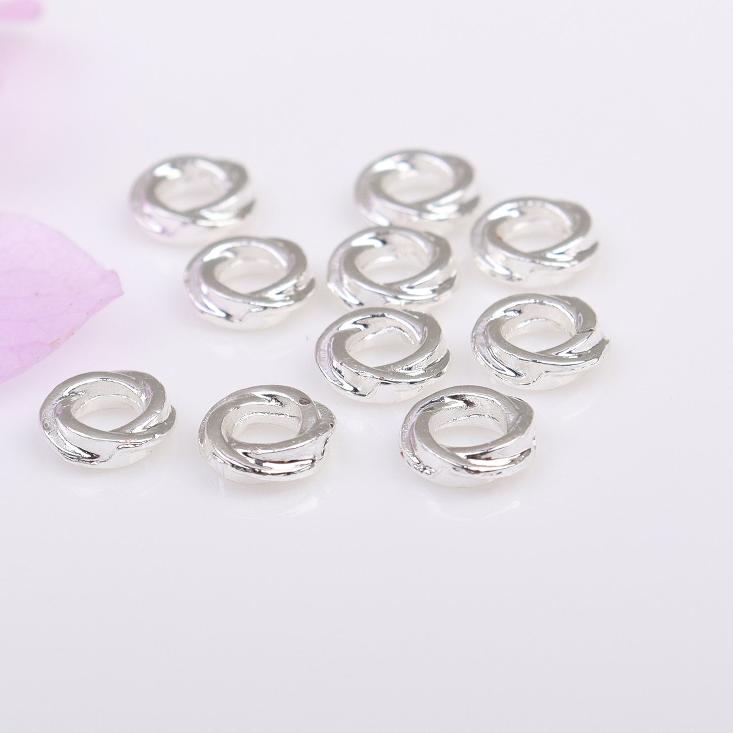 Twisted Metal ring For Jewelry DIY，100 pcs, Covered By 14/18K Real Gold Or Silver