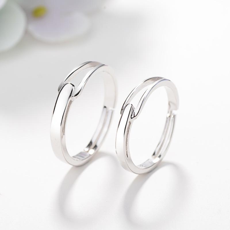 S925 Sterling Silver Couple Fashion Plain Band Ring-497 weddingring(45%)