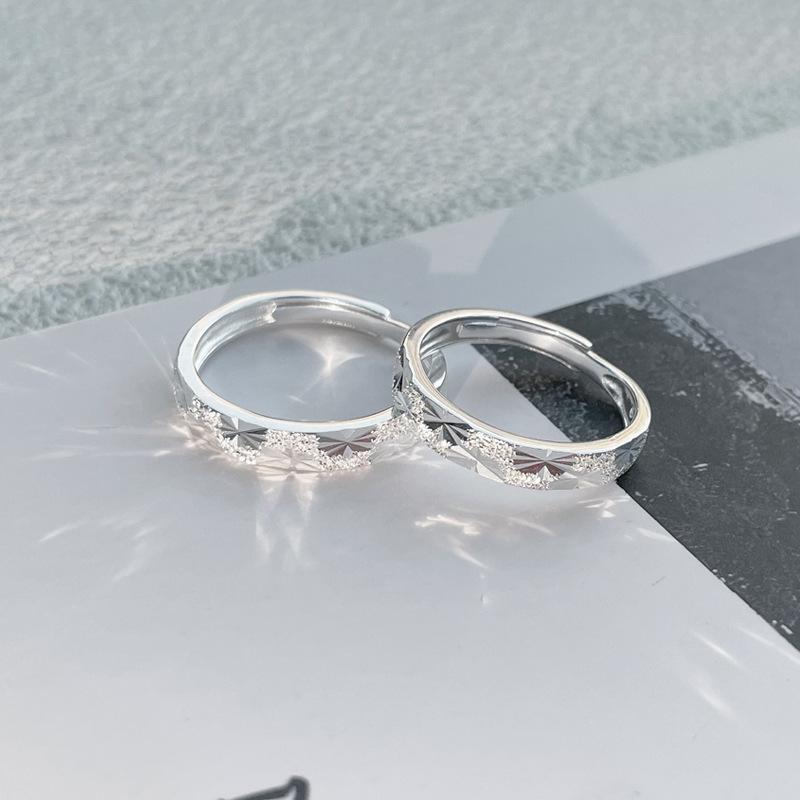 S925 Sterling Silver Gypsophila Couple Ring-634 weddingring(45%)