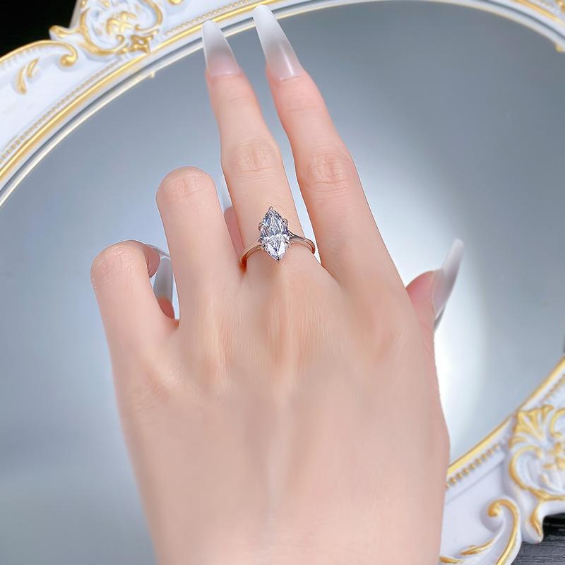 NO.11 S925 Marquise Ring 7*14mm 6A Cubic Zirconia Ring Plain Circle fashion jewelry accessory woman girl promise ring Springtok
