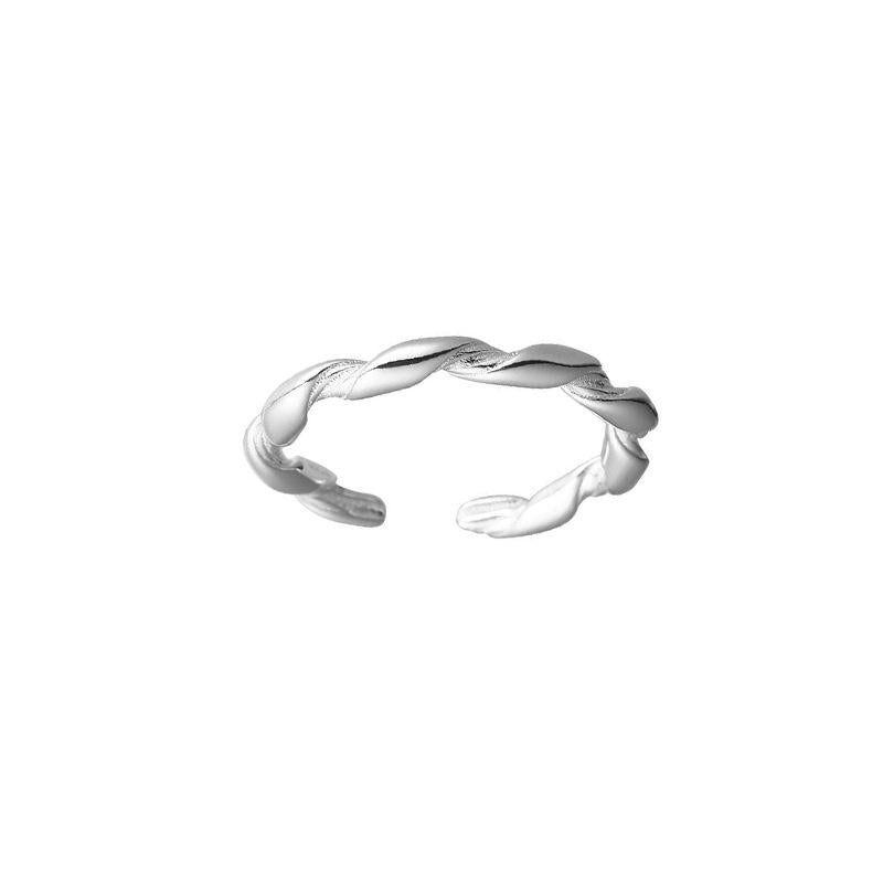 S925 Sterling Silver Simple Braided Twist Ring for Women Open Rings-545(45%)