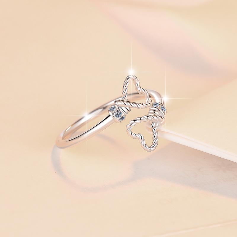 S925 Sterling Silver Twisted String Ring Synthetic Moissanite Ring fashion jewelry accessory woman girl promise ring-213(35%)