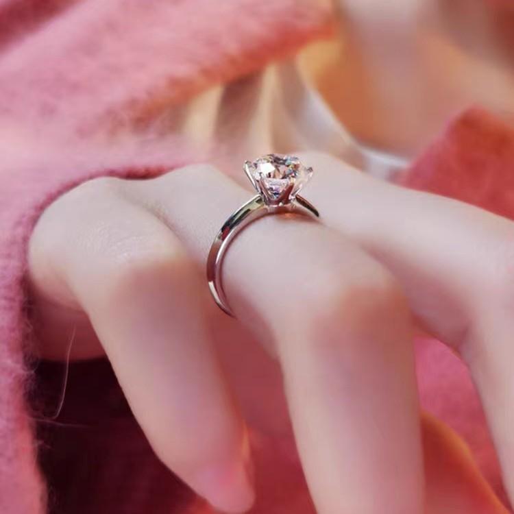 Green-S925 Sterling Silver D Color Synthetic Moissanite Six-claws Ring 1/2/3/5 Carat Elegant Luxury Daily Life Woman Birthday Gift Engagement-235(35%)