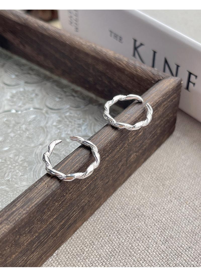 S925 Sterling Silver Simple Braided Twist Ring for Women Open Rings-545(45%)