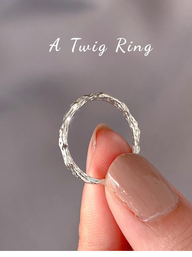 S925 Sterling Silver Irregular Candy Paper Ring for Women Plain Texture Ring - 542(45%)