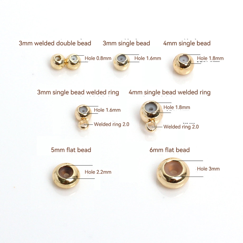 Silica Gel Positioned Copper Beads For Jewelry DIY, Covered By 14/18K Real Gold Or Silver