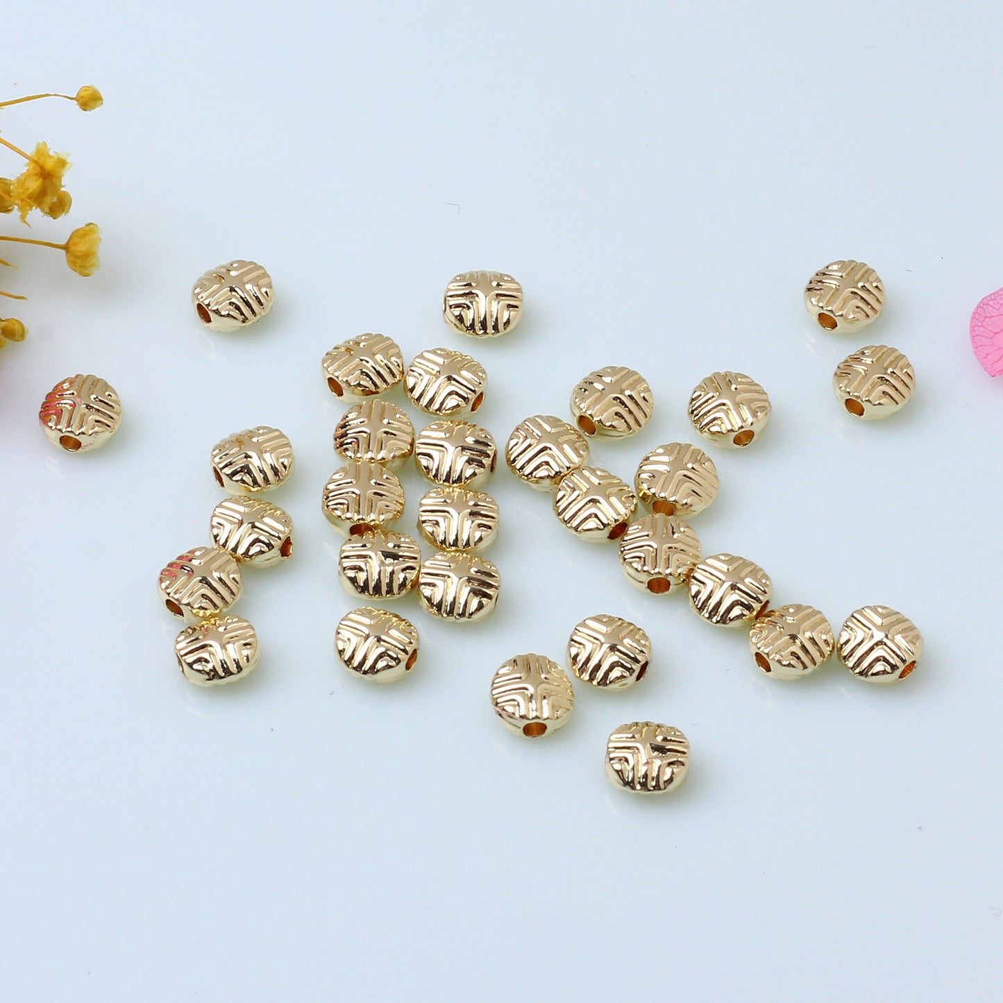 Round Receptacle Alloy Septum Plate For Jewelry DIY，10 pcs, Covered by 14/18K Real Gold Or Silver