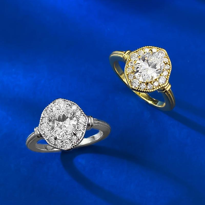 S925 Sterling Silver Oval Pigeon Egg 6*8mm 6A Cubic Zirconia Ring-420(25%)