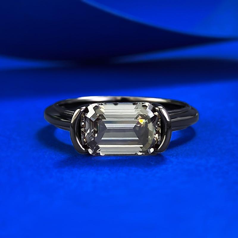 S925 Sterling Silver Black Golden Grandma Cut Transvers Rectangular Ring 6*9mm 6A Cubic Zirconia Ring fashion jewelry accessory woman girl promise ring Springtok-208(35%)