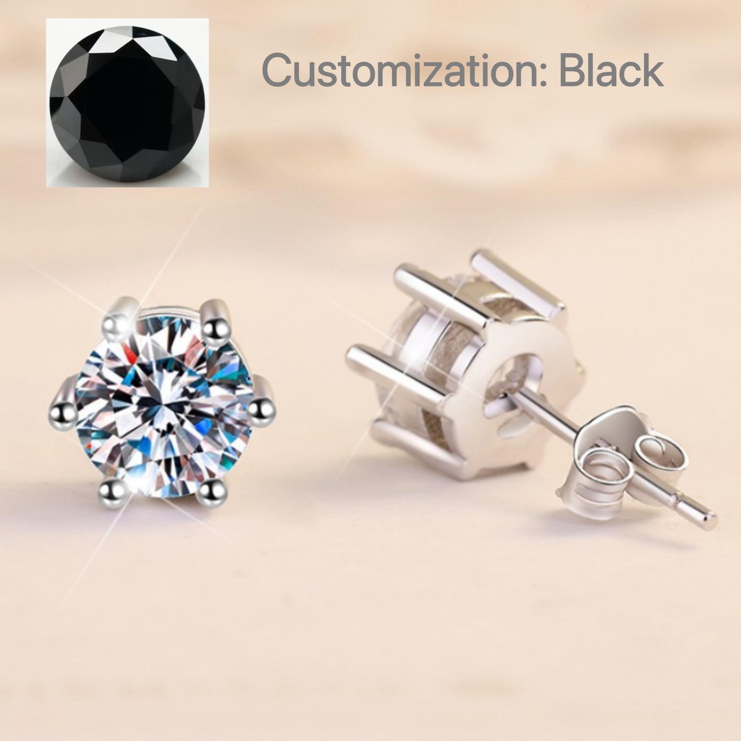 17. S925 Sterling Silver Six-Claw Crown Stud Earring  Synthetic Moissanite Earrings