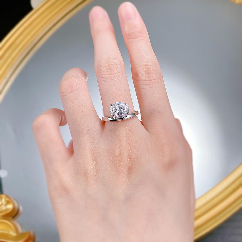 S925 sterling silver oval cut oval high carbon ring 8*10mm 6A cubic zirconia ring fashion jewelry accessory woman girl promise ring-385(35%)