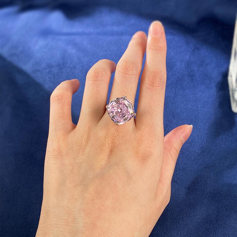 S925 Sterling Silver Radian Cut High Carbon Ring 15*15 8A Cubic Zirconia Ring fashion jewelry accessory woman girl promise ring-396(35%)