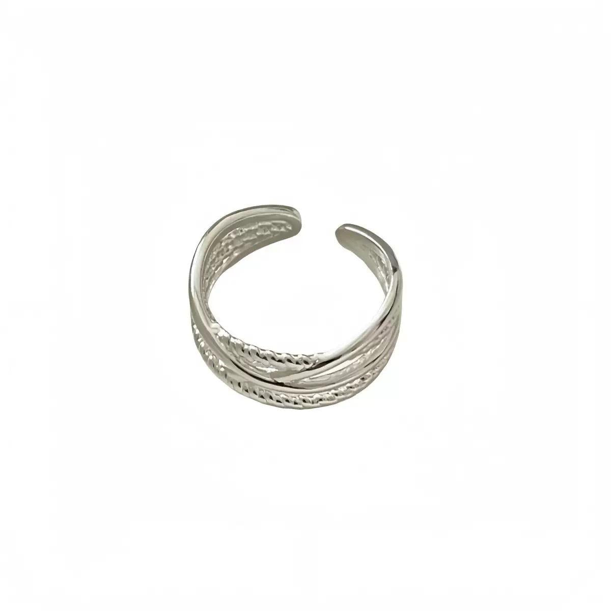 S925 Sterling Silver Multi-layered Twist Wire Ring Women's Open Ring -489(45%)