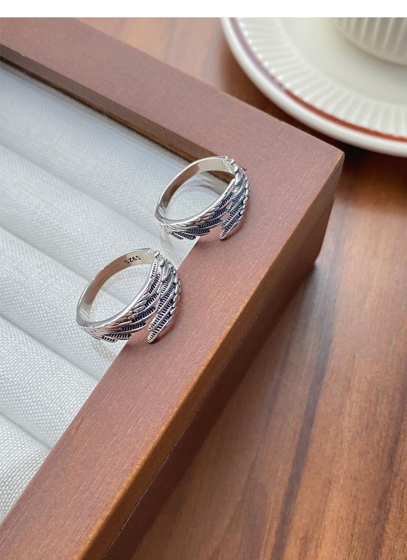 S925 Sterling Silver Vintage Angel Wings Couple Ring -547 weddingring(45%)