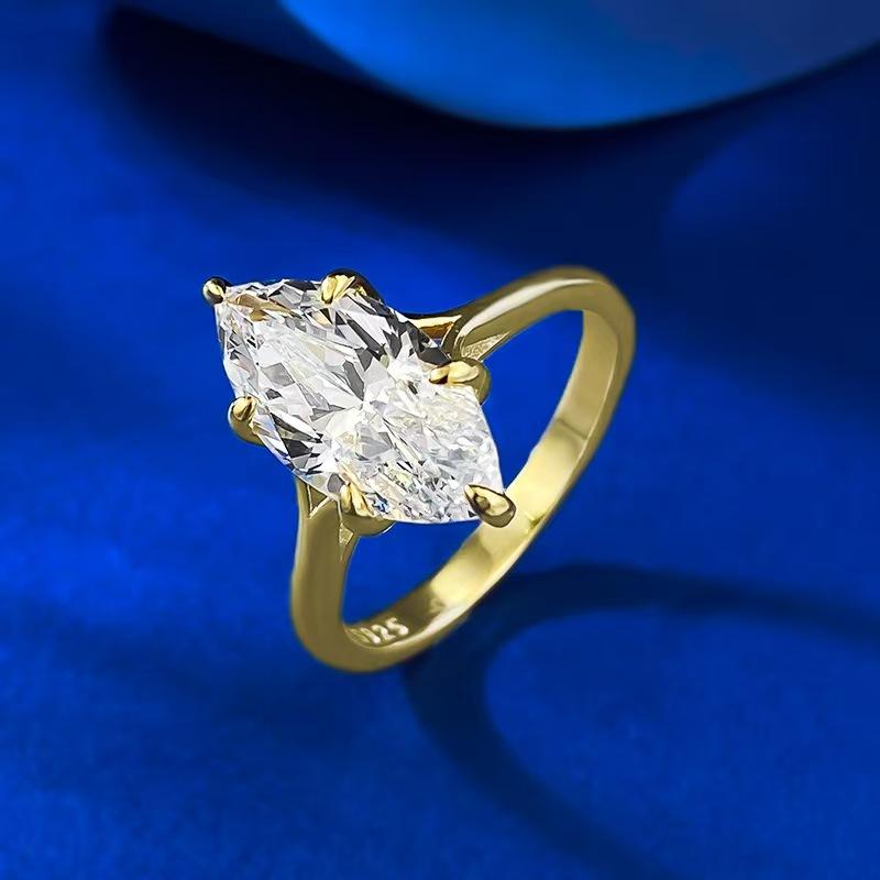 NO.11 S925 Marquise Ring 7*14mm 6A Cubic Zirconia Ring Plain Circle fashion jewelry accessory woman girl promise ring Springtok