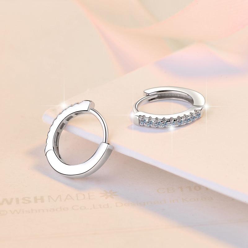 S925 Sterling Silver Circular Earrings Synthetic Moissanite Earrings Glittering daily life Earrings Springtok(35%)-646