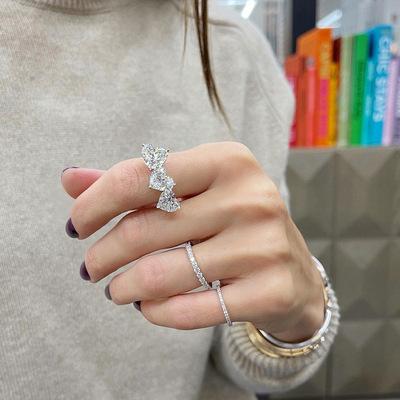 S925 sterling silver heart cut three-heart ring 6A cubic zirconia ring fashion jewelry accessory woman Girl promise ring-226(35%)