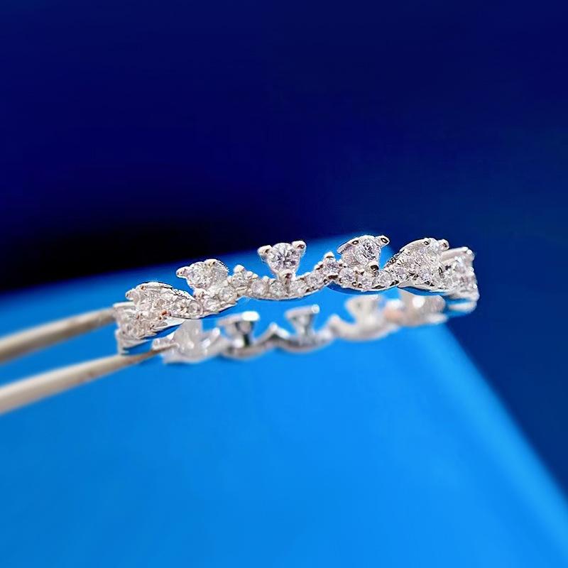 NO.092 S925 Sterling Silver Lace Ring 6A Cubic Zirconia Ring fashion jewelry accessory woman girl promise ring Springtok