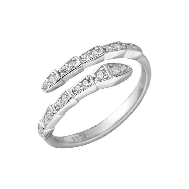 S925 Sterling Silver Snake-Shaped Ring Open Ring For Women -506(45%)