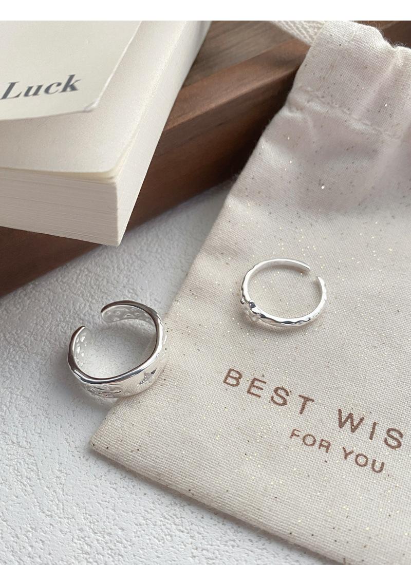 S925 Sterling Silver Irregular Texture Finger Ring for Women - 491(45%)