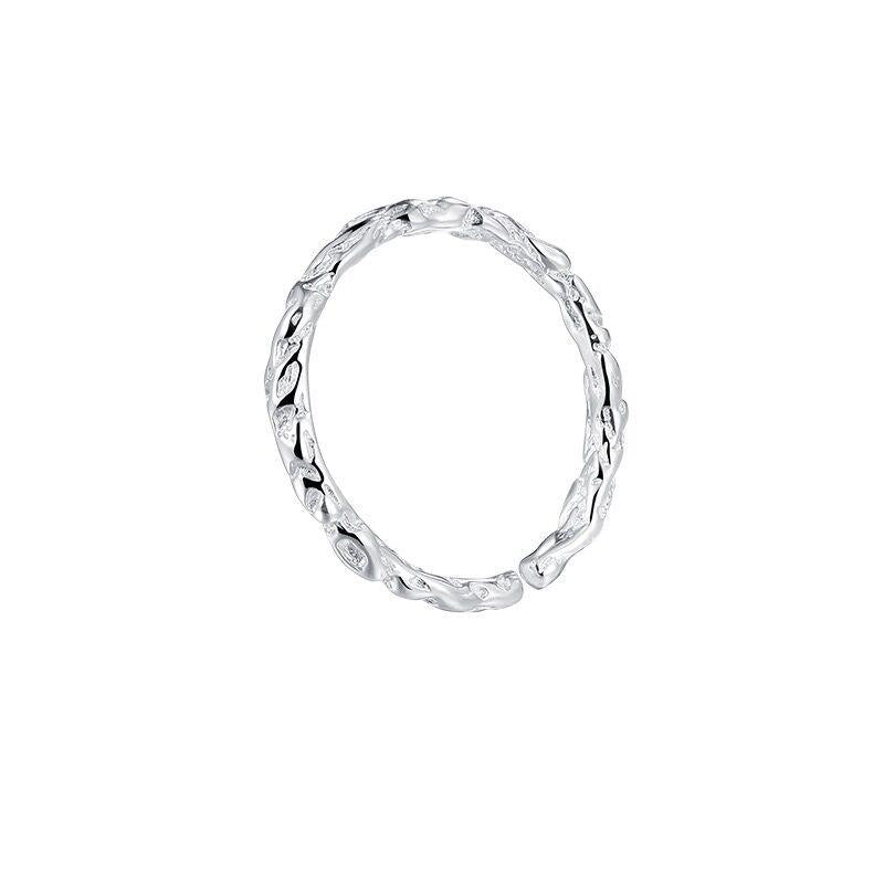 S925 Sterling Silver Irregular Candy Paper Ring for Women Plain Texture Ring - 542(45%)