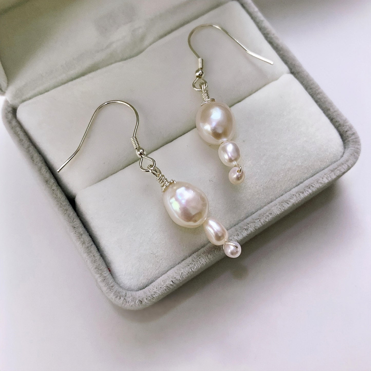 Natural Fresh Water Baroque Handmade Pearl Earrings /S925 Sterling Silver Earrings