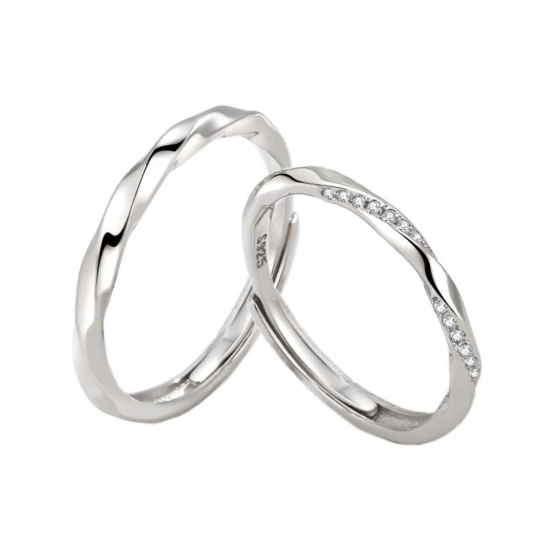 S925 Sterling Silver Mobius Simple Couple Open Ring -481 weddingring(45%)