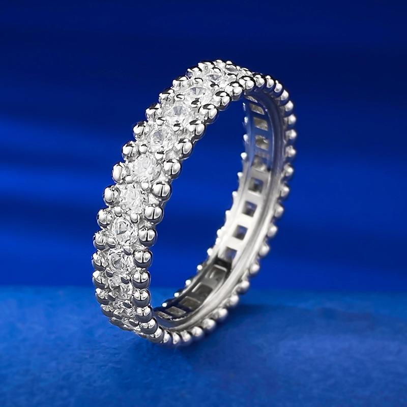 NO.097 S925 Sterling Silver Single Row Starry Ring 6A Cubic Zirconia Ring Daily Wear fashion jewelry accessory woman girl promise ring Springtok