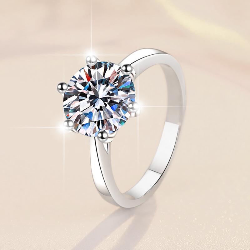 S925 Sterling Silver Six-Claw Ring Synthetic Moissanite Ring-342(35%)
