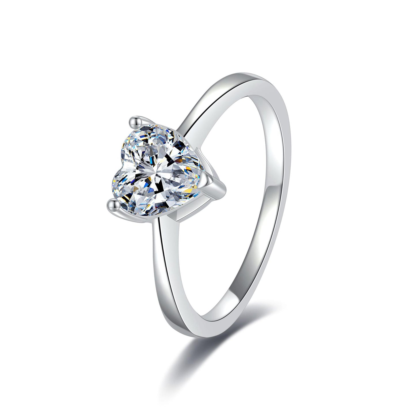 S925 Sterling Silver Heart-Shaped Ring Synthetic Moissanite Ring 1Carat-181(35%)