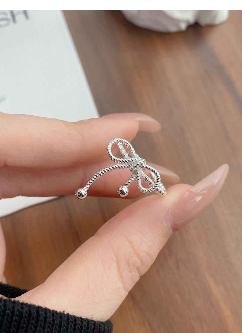S925 Sterling Silver Bowknot Braided Open Ring for Women - 518(45%)